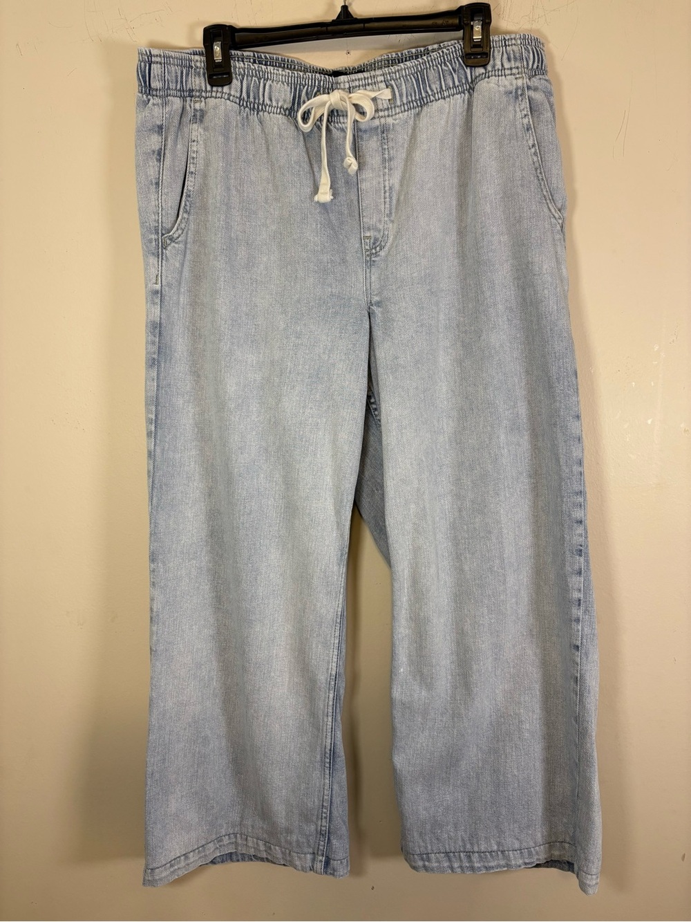 Gap High Rise Wide Leg Drawstring Jeans Size Large Denim Pull On